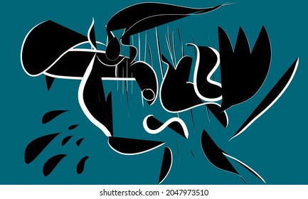 abstract vector,in the background,pastel green,human pattern,with saliva,splash out, overgrown lines