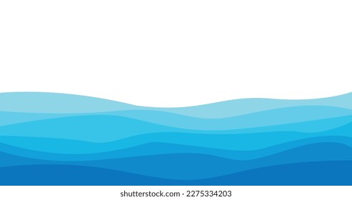 Abstract vectorized background with waves in shades of blue, vector illustration of sea waves.