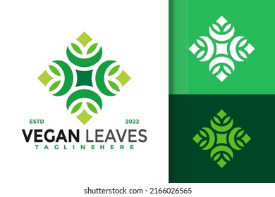 Abstract Vegan Leaf Modern Logo Design  Vector Template