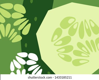 Abstract Vegetable Design In Flat Cut Out Style. Cucumbers. Vector Illustration.