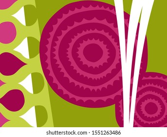 Abstract Vegetable Design In Flat Cut Out Style. Cross Section Of Beets. Vector Illustration.