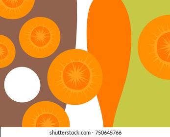 Abstract vegetable design in flat cut out style. Cut carrots. Vector illustration.