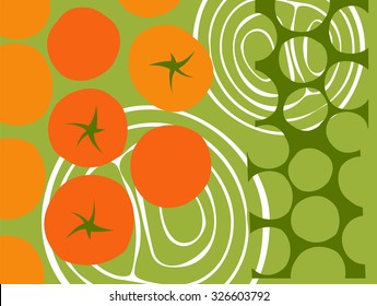 abstract vegetables. cherry tomatoes graphic design collage