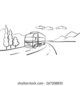 Abstract vehicle delivering goods