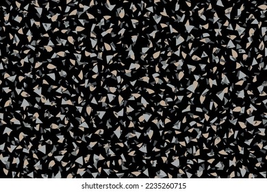 Abstract Venetian Pattern. Terrazzo Color Trendy Material. Gray Mosaic Black Background. Vector Wall Italian Texture. Stone Seamless Print Marble Terrazzo Organic Design. Floor Interior Irregular Art.