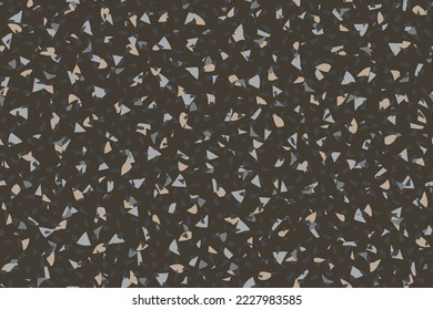 Abstract Venetian Texture. Terrazzo Floor Quartz Pattern. Floor Terrazzo Print Gray Mosaic Stone Background. Vector Wall Italian Pattern. Marble Seamless Granite Design. Brown Pavement Irregular Art.