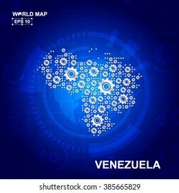 Abstract Venezuela gear map. Vector design