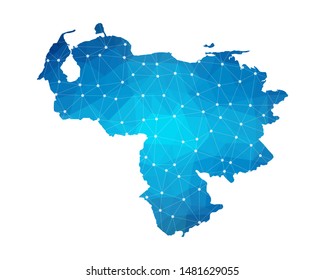 Abstract Venezuela Map geometric rumpled triangular low poly style gradient graphic on white background , line dots polygonal design for your . Vector illustration eps 10