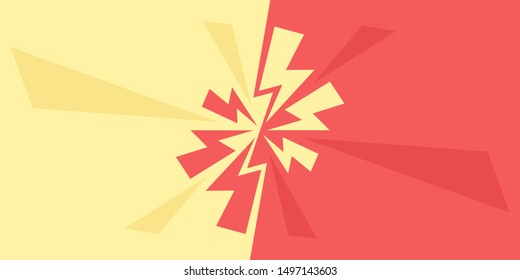 Abstract versus background. Lightning bolt and VS letters. Two products comparison screen, competition. Red and yellow. Vector illustration, flat design, cartoon style.