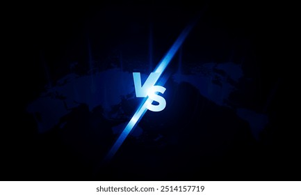 Abstract Versus background VS Airlines of the world map of airplane for logistic on Light out business technology background Hitech communication concept innovation background, vector design