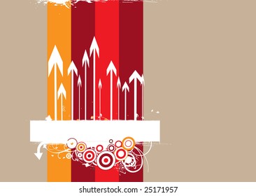 abstract vertical arrows with circles on orange brown strips