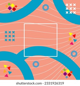 Abstract vertical background card with various geometric shapes ornaments. Vertical wallpaper with geometric memphis style.