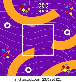 Tarjeta de fondo vertical abstracta con varios ornamentos de formas geométricas. Papel de pared vertical con estilo de memphis geométricos.