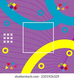 Abstract vertical background card with various geometric shapes ornaments. Vertical wallpaper with geometric memphis style.