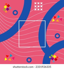 Abstract vertical background card with various geometric shapes ornaments. Vertical wallpaper with geometric memphis style.