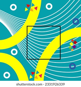 Abstract vertical background card with various geometric shapes ornaments. Vertical wallpaper with geometric memphis style.