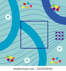 Abstract vertical background card with various geometric shapes ornaments. Vertical wallpaper with geometric memphis style.