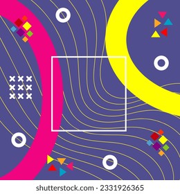 Abstract vertical background card with various geometric shapes ornaments. Vertical wallpaper with geometric memphis style.