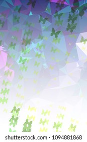 Abstract vertical background with flying butterflies. Vector clip art.