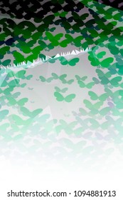 Abstract vertical background with flying butterflies. Vector clip art.