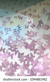 Abstract vertical background with flying butterflies. Vector clip art.