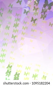 Abstract vertical background with flying butterflies. Vector clip art.
