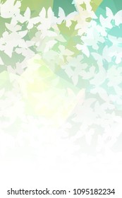 Abstract vertical background with flying butterflies. Vector clip art.