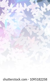 Abstract vertical background with flying butterflies. Vector clip art.