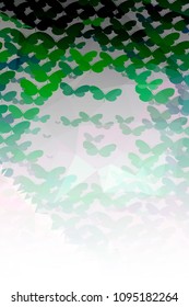 Abstract vertical background with flying butterflies. Vector clip art.