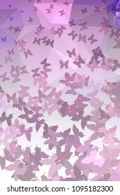 Abstract vertical background with flying butterflies. Vector clip art.