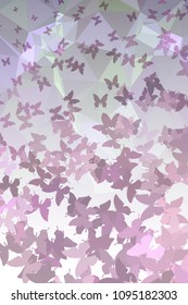 Abstract vertical background with flying butterflies. Vector clip art.