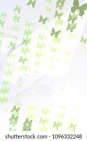 Abstract vertical background with flying butterflies. Vector clip art.