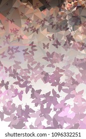 Abstract vertical background with flying butterflies. Vector clip art.