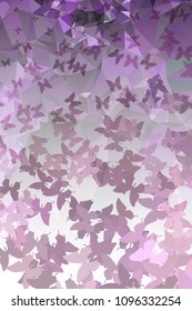 Abstract vertical background with flying butterflies. Vector clip art.
