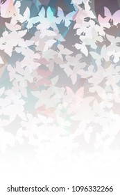 Abstract vertical background with flying butterflies. Vector clip art.