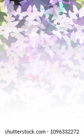 Abstract vertical background with flying butterflies. Vector clip art.