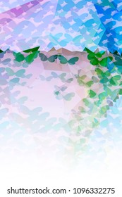 Abstract vertical background with flying butterflies. Vector clip art.