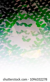 Abstract vertical background with flying butterflies. Vector clip art.