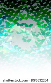 Abstract vertical background with flying butterflies. Vector clip art.