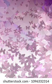 Abstract vertical background with flying butterflies. Vector clip art.