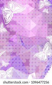 Abstract vertical background with flying butterflies and dots. Vector clip art.