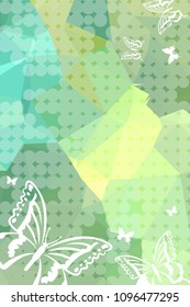 Abstract vertical background with flying butterflies and dots. Vector clip art.