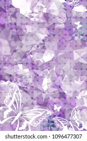 Abstract vertical background with flying butterflies and dots. Vector clip art.