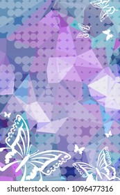 Abstract vertical background with flying butterflies and dots. Vector clip art.