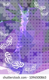 Abstract vertical background with flying butterflies and dots. Vector clip art.