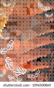 Abstract vertical background with flying butterflies and dots. Vector clip art.