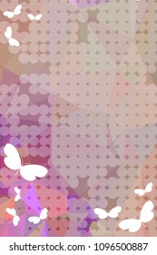Abstract vertical background with flying butterflies and dots. Vector clip art.