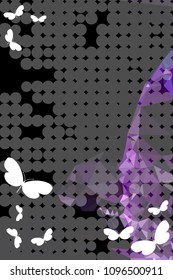 Abstract vertical background with flying butterflies and dots. Vector clip art.