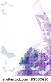 Abstract vertical background with flying butterflies and dots. Vector clip art.