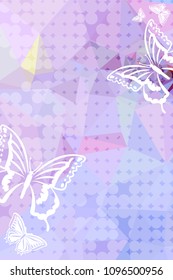 Abstract vertical background with flying butterflies and dots. Vector clip art.